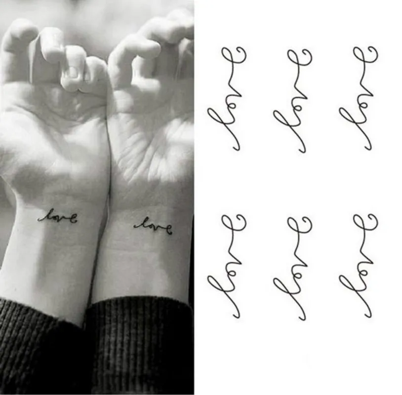 Креативная Мода Временная татуировка наклейка любовные буквы узор Водонепроницаемый флэш-тату бумага боди-арт