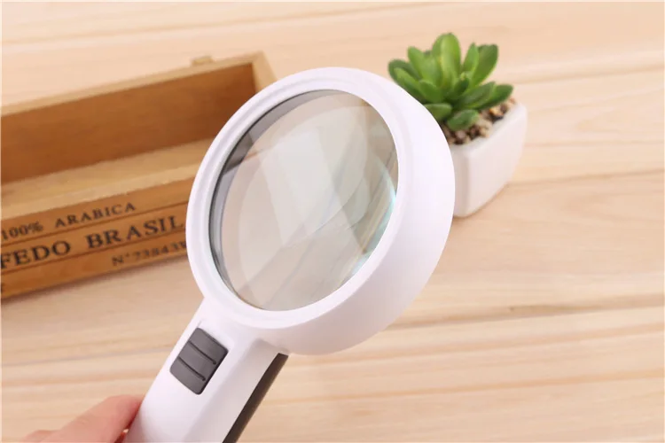 10X 110mm Diameter Handheld Magnifying Glass with LED Light Portable Magnifying Glass White Magnifier-11
