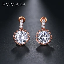 EMMAYA, модные стильные свадебные серьги-гвоздики с кубическим цирконием, цвет розовое золото, модный бренд, CZ камень, ювелирные изделия, для женщин