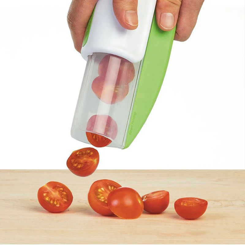 

Easy Convenient Stainless Fruit Slicer Cutter Suitable For Cherries Tomato Grape Vegetable Fruit Salad Quick Slice Kitchen Tools