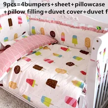 Промо-акция! 6/7/9 шт комплект детского постельного белья, для новорожденного мальчика, бежевые бортики для кроватки постельные принадлежности для маленьких девочек, 120*60/120*70 см