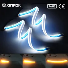 2PCS 60cm Waterproof Flexible Universal Car led DRL Daytime Running Light Flow Runs Headlight LED Strip Brake Turn Signal Lights