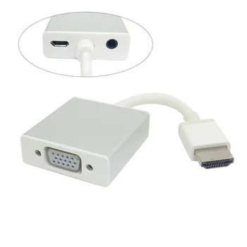 

A Type HDMI to VGA output adapter with Micro USB Power & Audio Video For Projector monitor With Zine alloy Shell
