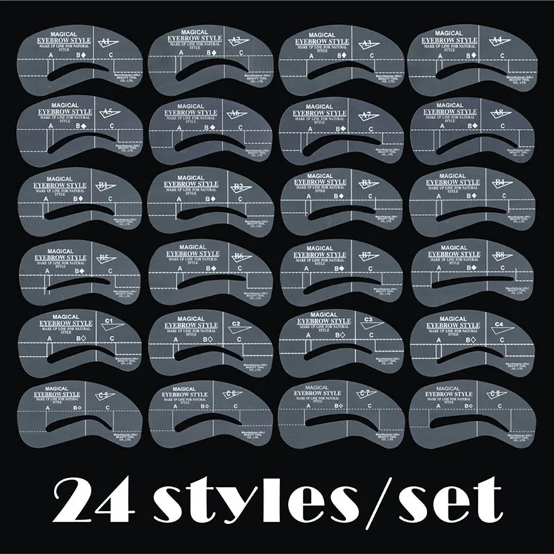 

24pcs/set Grooming Stencil Kit MakeUp Shaping DIY Beauty Eyebrow Template Stencils Make up Shaper Tools Accessories