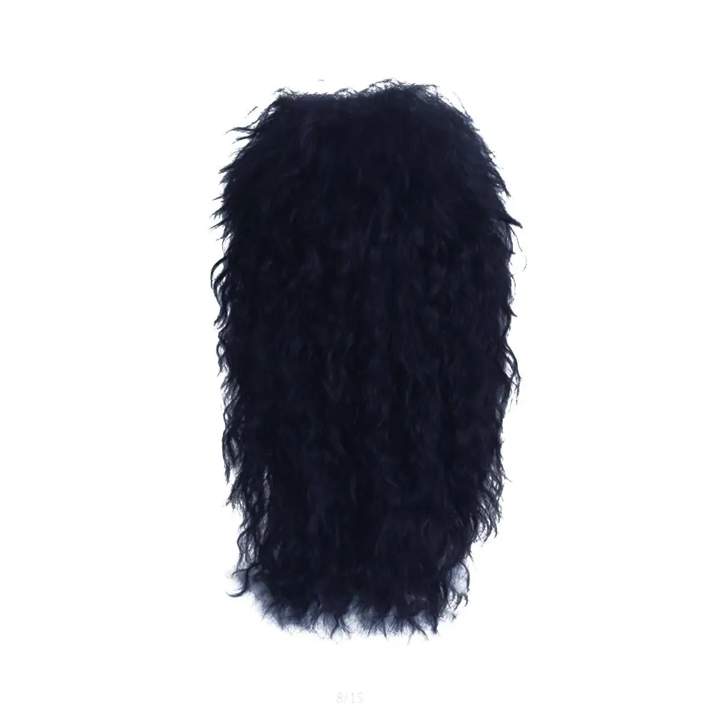 

Hot Sale New Black Long Curly Hair Synthetic Wig 100% Heat Resistant Synthetic Fiber Wig The Trend Of The Tide Rock Musicians
