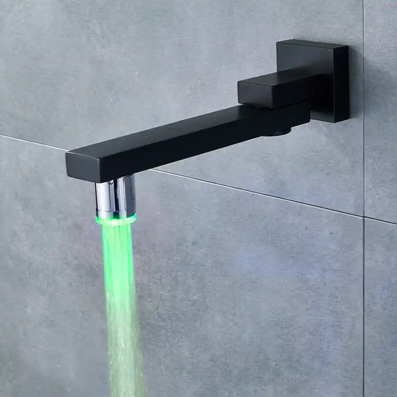 ULGKSD lavadora grifo negro de latón grifo de bañera LED accesorios de