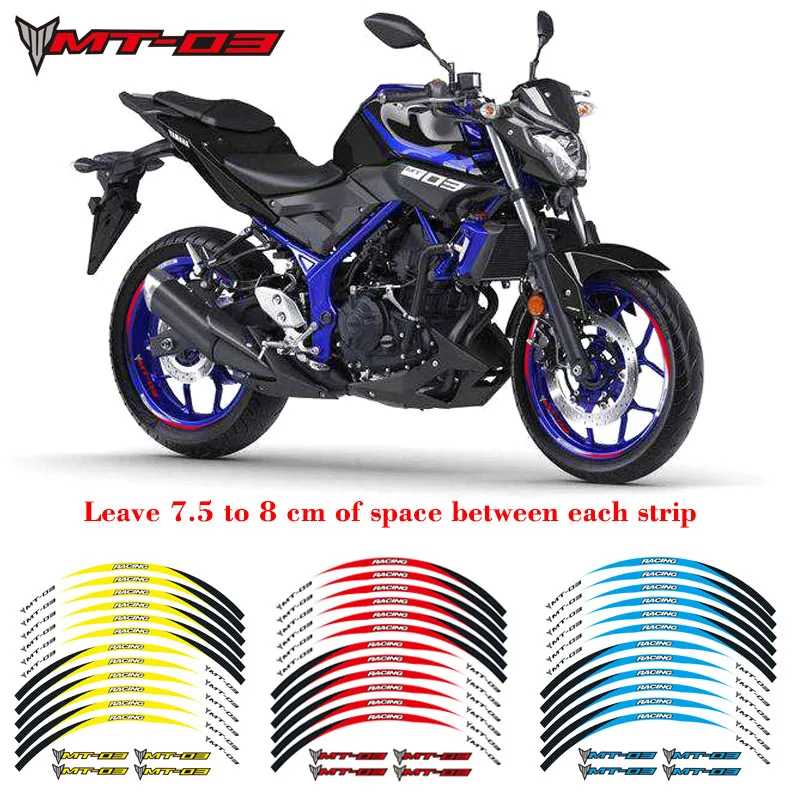 Новая высококачественная наклейка для колес мотоцикла 12 шт. светоотражающий обод в полоску для Yamaha MT-03 MT03