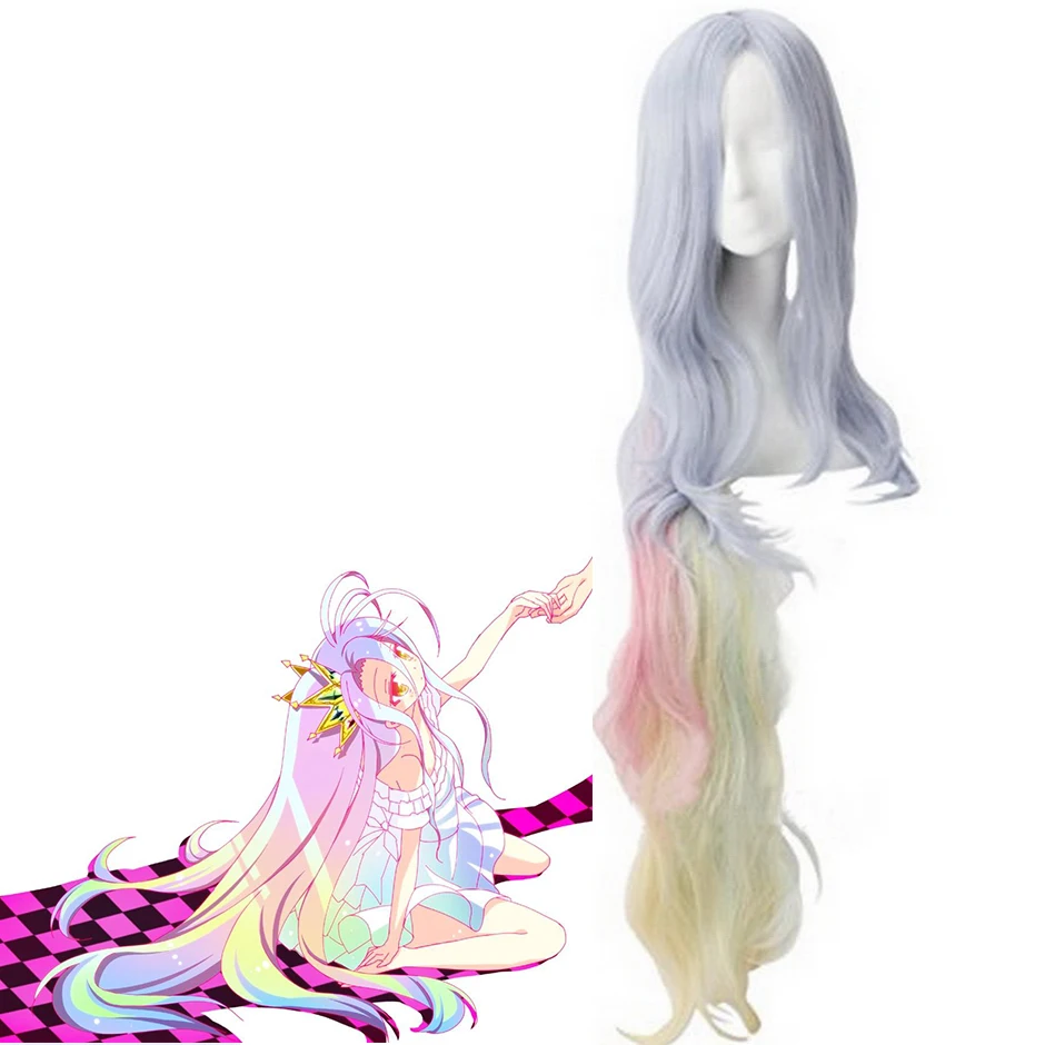 

Anime No Game No Life Shiro Wig long gradient multi-color hair Heat Resistant Sythentic Hair role play Shiro Wigs women