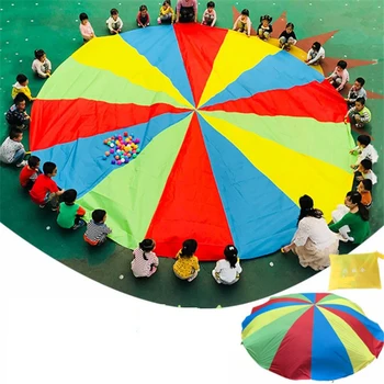 

Hot Sale 2m Child Outdoor Rainbow Umbrella Parachute Toy Kindergarten Parent-Child Umbrella Rally Amusement Park Playground