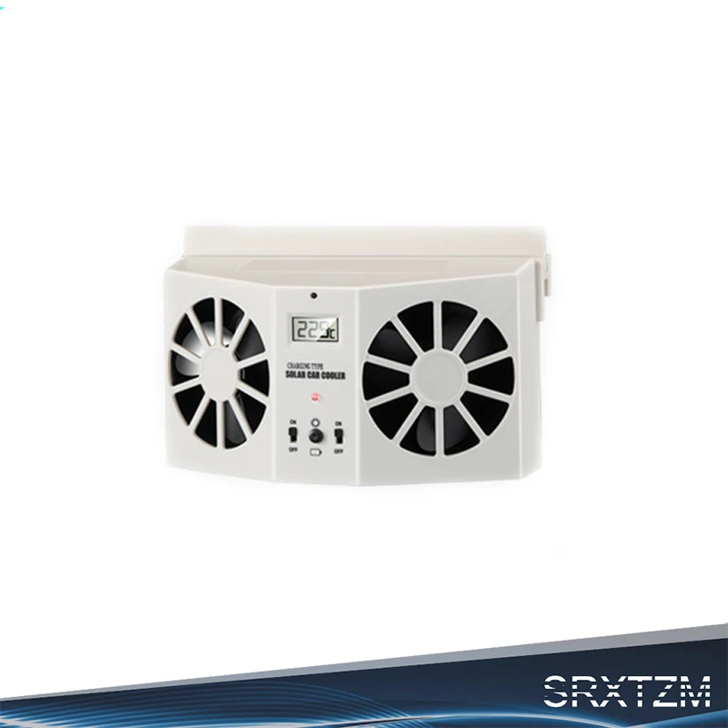 

SRXTZM Power Car Window Windshield Auto Air Vent Cooling Exhaust Dual Folding Fan System Cooler Car Styling Universal