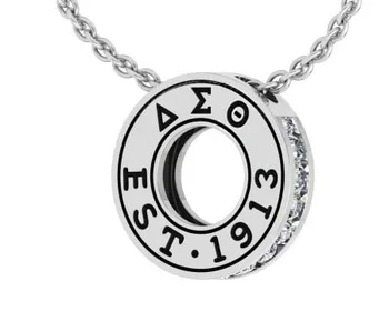 

Round 925 Silver DST EST 1913 Pendant Necklace With CZ Stones Around