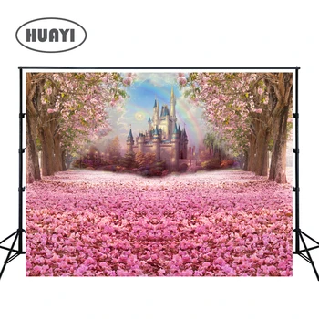 

Photography backdrops pink Cherry tree castle backdrop Party Table Dessert Background party background newborn photo props W-314