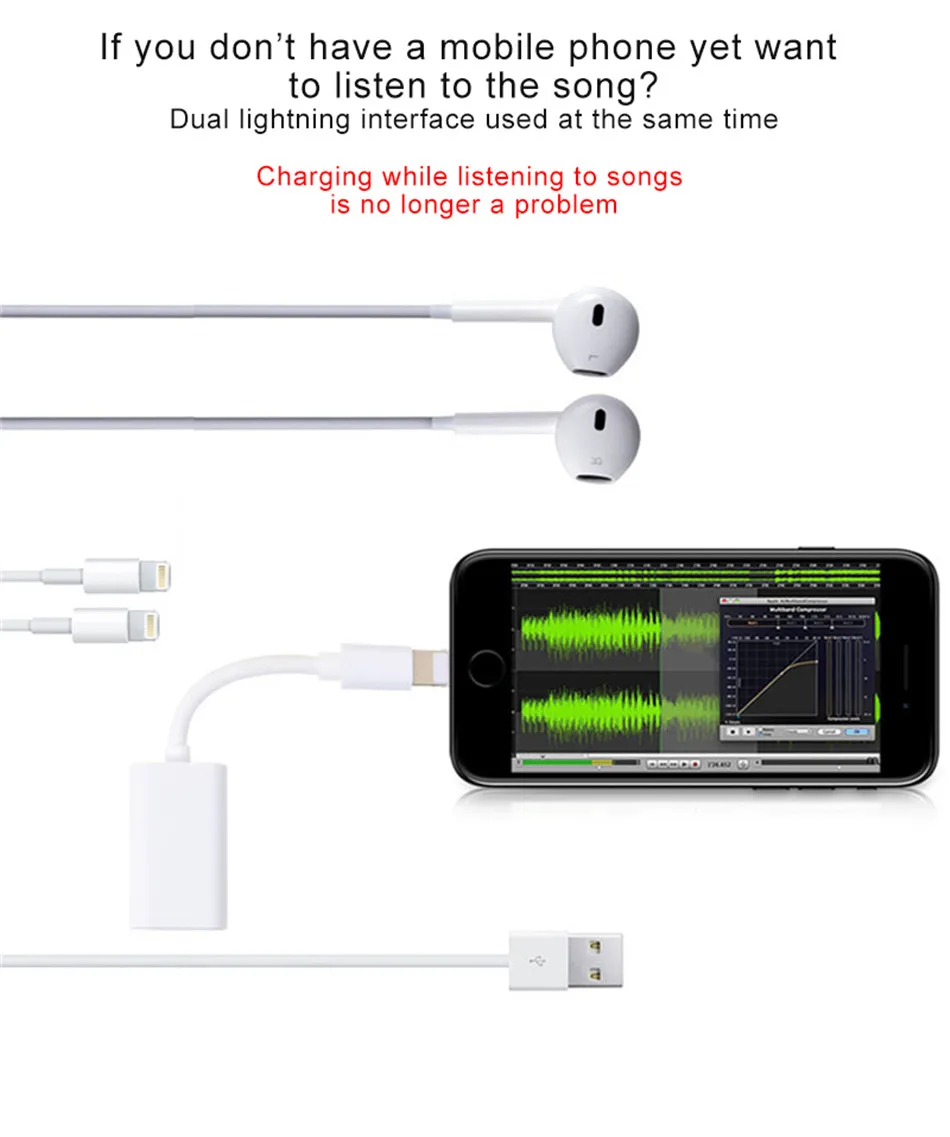 ACCEZZ двойное зарядное освещение адаптер Hearphone 2 в 1 Зарядка для Iphone аудио для iPhone X 7 8 плюс IOS 11 кабель конвертер