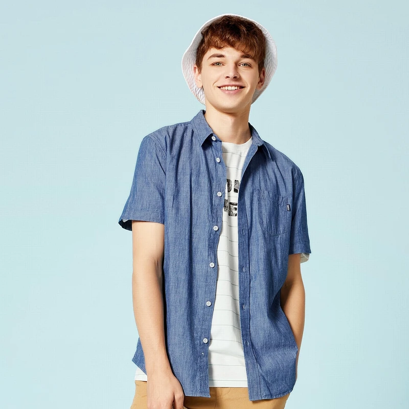 

SEMIR Summer Fashion Brand shirt Men Clothes Slim Fit Short Sleeve Shirt Men Solid Cotton Casual Men Shirt Social Plus Size