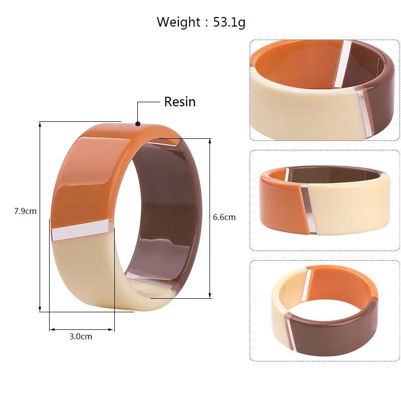 Vintage Resin Cuff Fashion Bracelets Bangles for Women Colorful Acrylic Wide Bracelets Female Simple Charm Party New Jewelry (5)