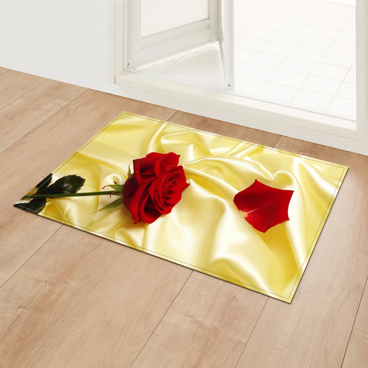Home Hotel Floor Mats 3D Rose Room Mats Romantic Doormat Anti Slip
