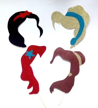 

glitter 4-Piece Princess inspired Photo Booth Prop Set. Wedding, Hen, Bachelorette and Birthday, Halloween Party.