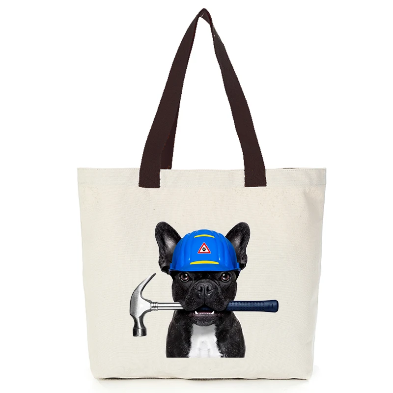 Origina cool dog series canvas custom tote bag customize eco bags diy logo shopping bag with logo  Dachshund Shepherd Dog Poodle (9)
