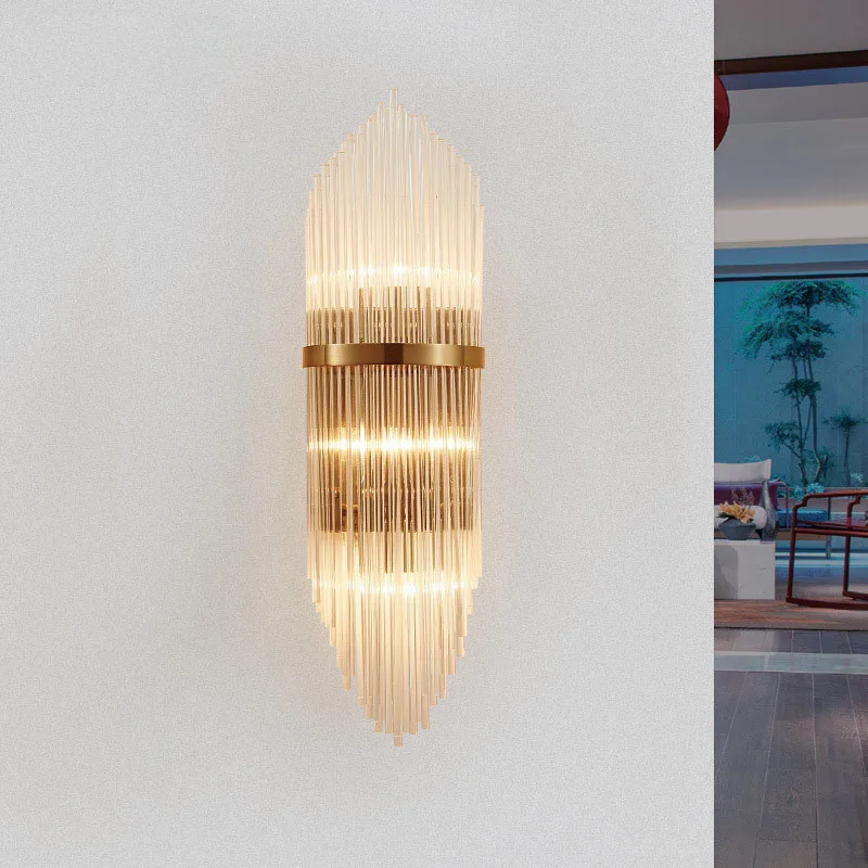  Creative Golden Luxury Indoor Living Room Crystal Wall Lamp Bedside Lamp Led Post Modern Classic Ho - 32977611078