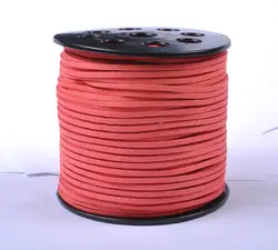 Бесплатная доставка, 3 мм х 2 мм кораллово-розовый без каблука из искусственной замши корейский бархат кожаный шнур веревка + 100 ярдов /roll