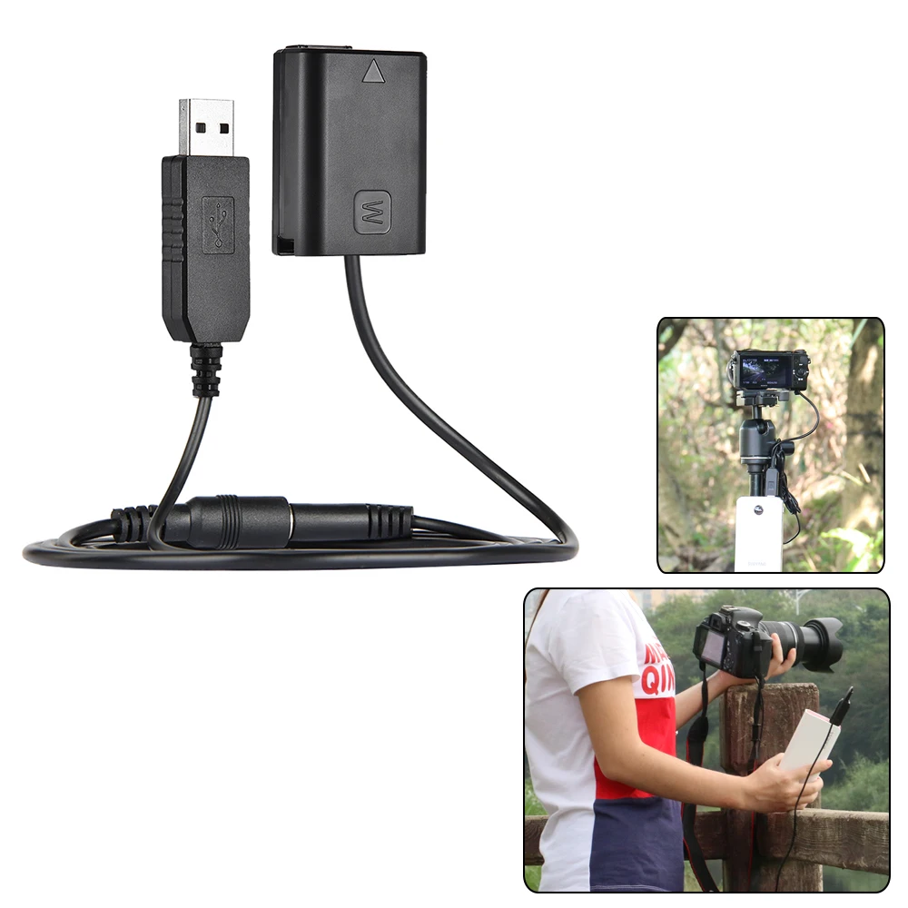 

Andoer NP-FW50 Dummy Battery + DC Power Bank (5V 2A) USB Adapter Cable Replacement for AC-PW20 for Sony NEX-3/5/6/7 Series etc