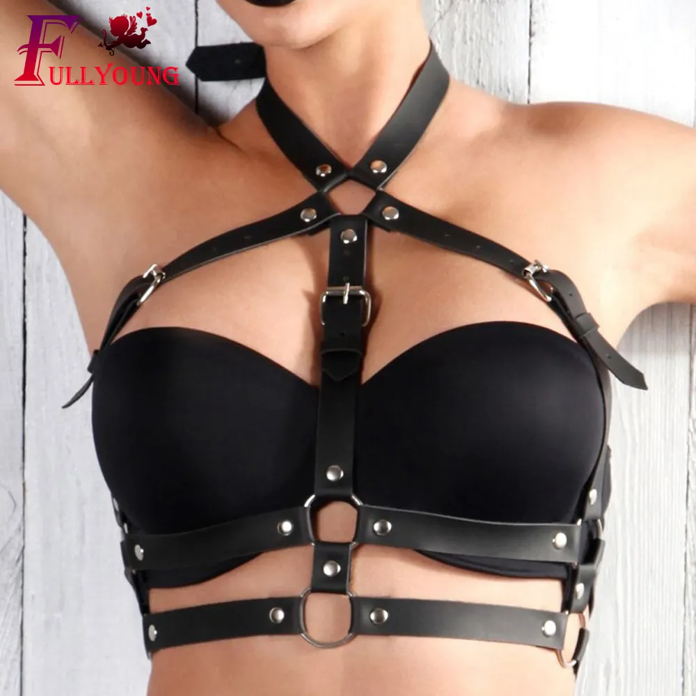 Fullyoung Sexy Sets 2PCS Women Garters Bra Harness Leg Bondage Straps Bra Leg Garter Goth Waist Belt Adjustable Gothic Leather Fullyoung Sexy Sets 2PCS Women Garters Bra Harness Leg Bondage Straps Bra Leg Garter Goth Waist Belt Adjustable Gothic Leather