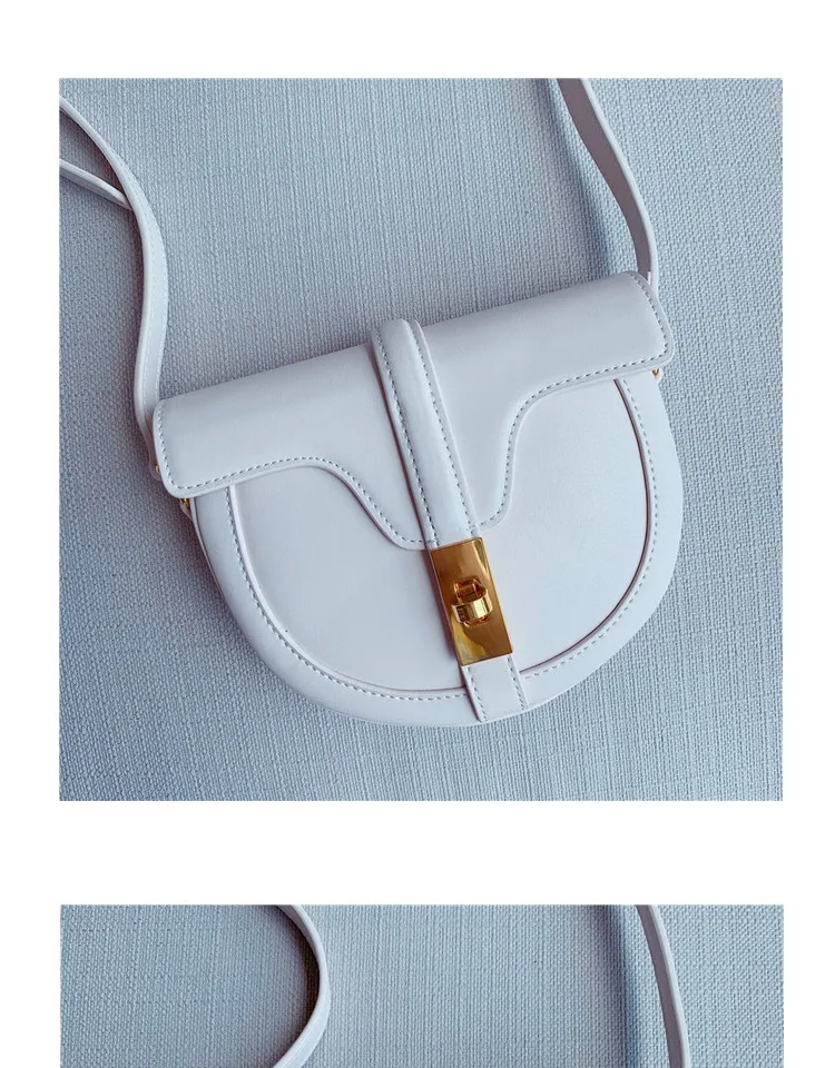 New Saddle bags Top Layer Calfskin Flip Collar Bag Retro Small Trumpet Single Shoulder Oblique Satchel