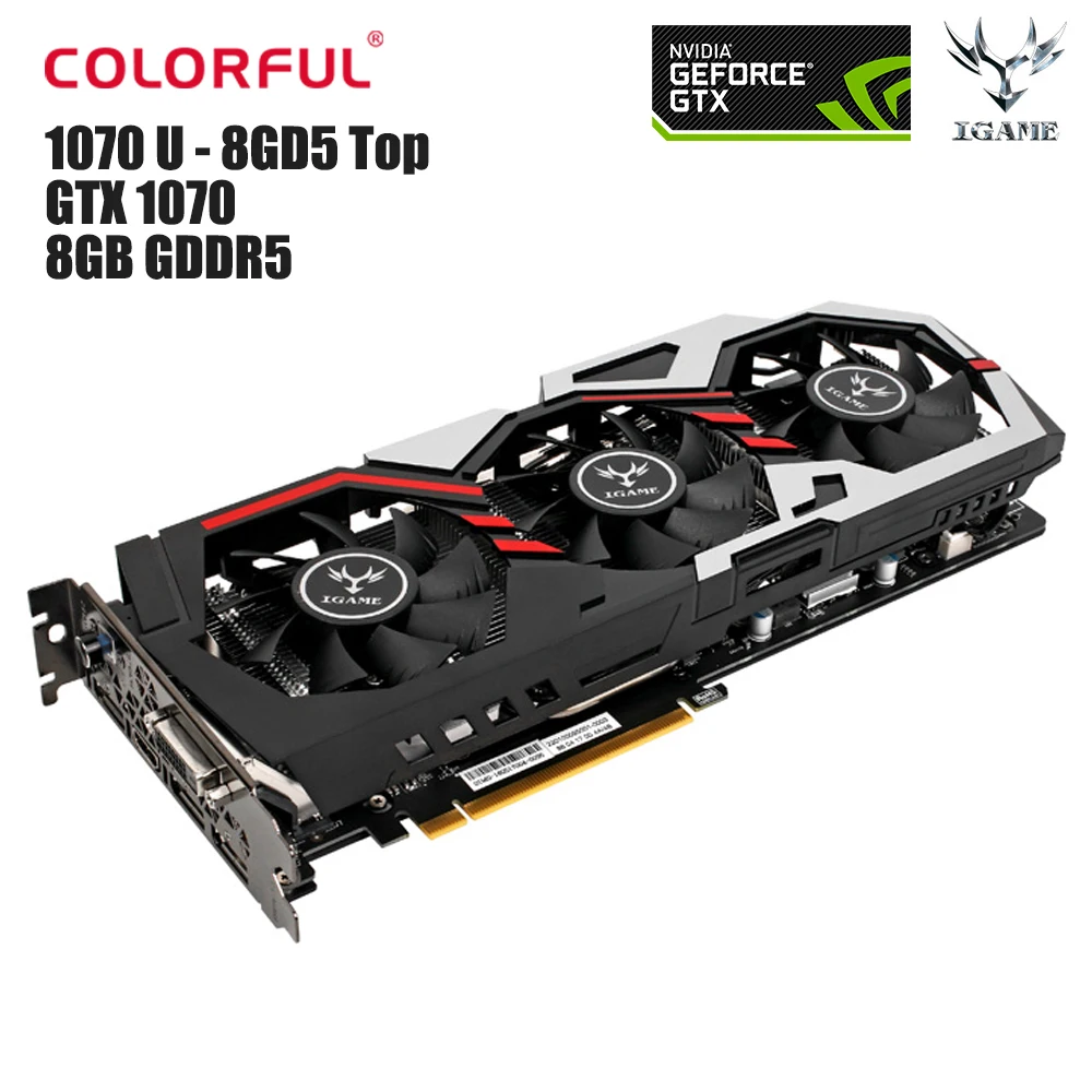 Colorful Igame Placa De Vídeo Geforce Gtx 1070 U-8gd5 Topo 8 Gb 1569 ...