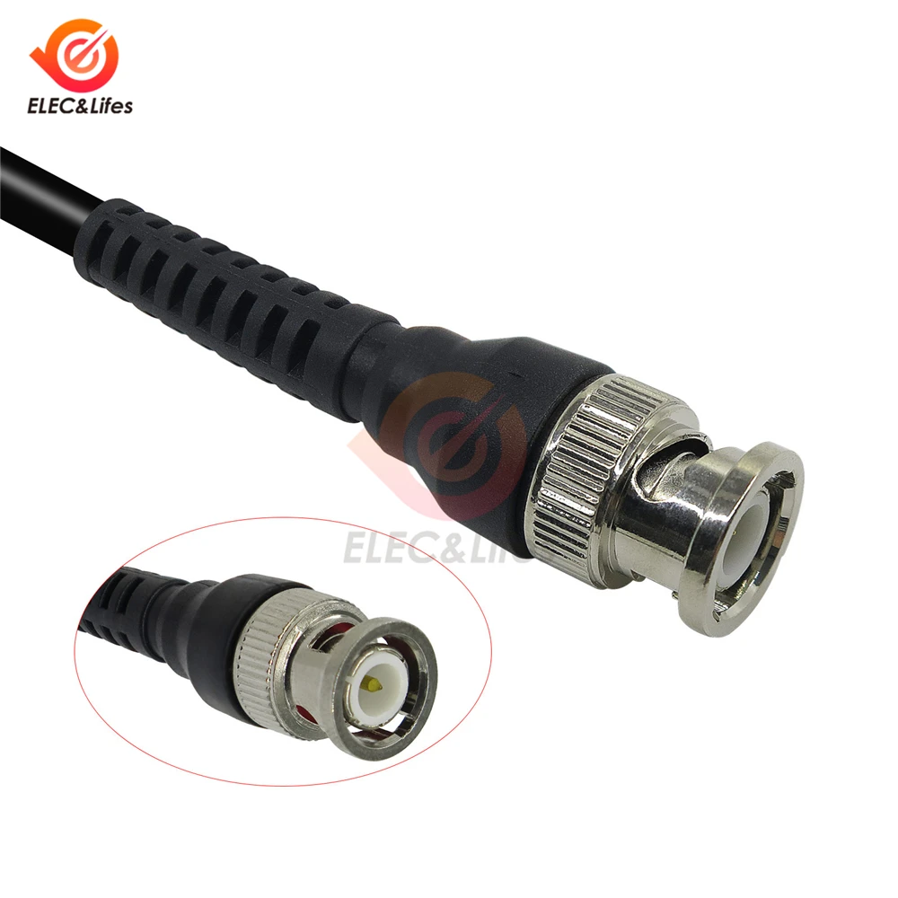 Digital Oscilloscope BNC Probe Test Leads 50 ohm Coaxial Q9 Male Plug to Dual Alligator Clip 1.1m