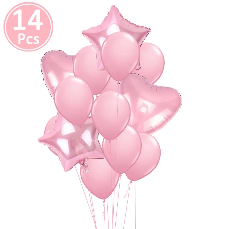 14 шт. звезда розового золота воздушный шар "Конфетти" С Днем Рождения украшения 1-й первый день рождения для мальчиков и девочек вечерние один год только что замужние Декор - Цвет: pink