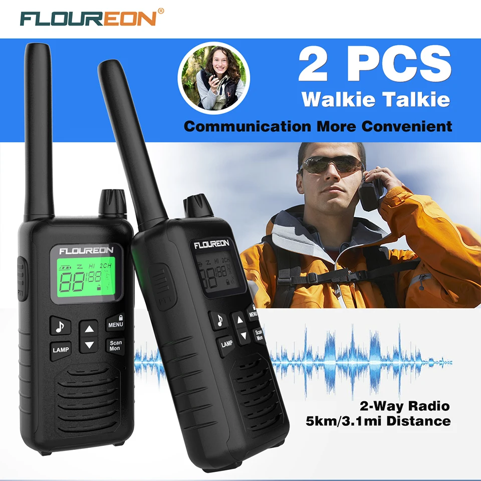 1 пара Walkie Talkie 22 канала FRS/GMRS 462-467 МГц двухстороннее радио легкий ручной домофон портативный коммуникатор трансивер США