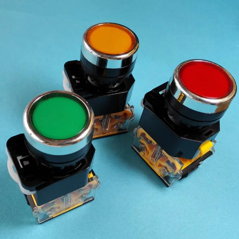 

22mm push button switch 220V 380V 1 NC 1 NO contacts power switch contacts mountable
