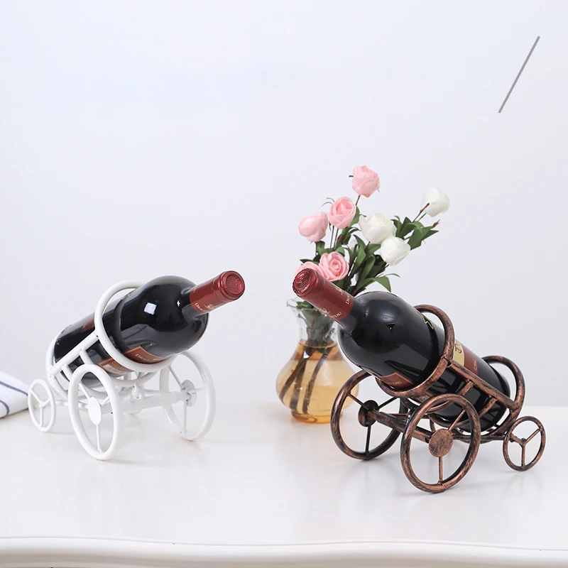 Wheel Shape Wine Holder Vintage Bronze Iron Retro Grape Wine Rack Creative Metal European Style