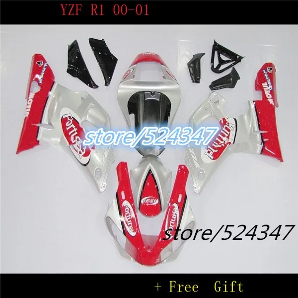 Nn-для YZF-R1 YZF-1000 Fortuna 00-01 YZF R1 YZF 1000 красный серебристый YZFR1 YZF1000 00 01 2000 2001 обтекатель комплект для Yamaha