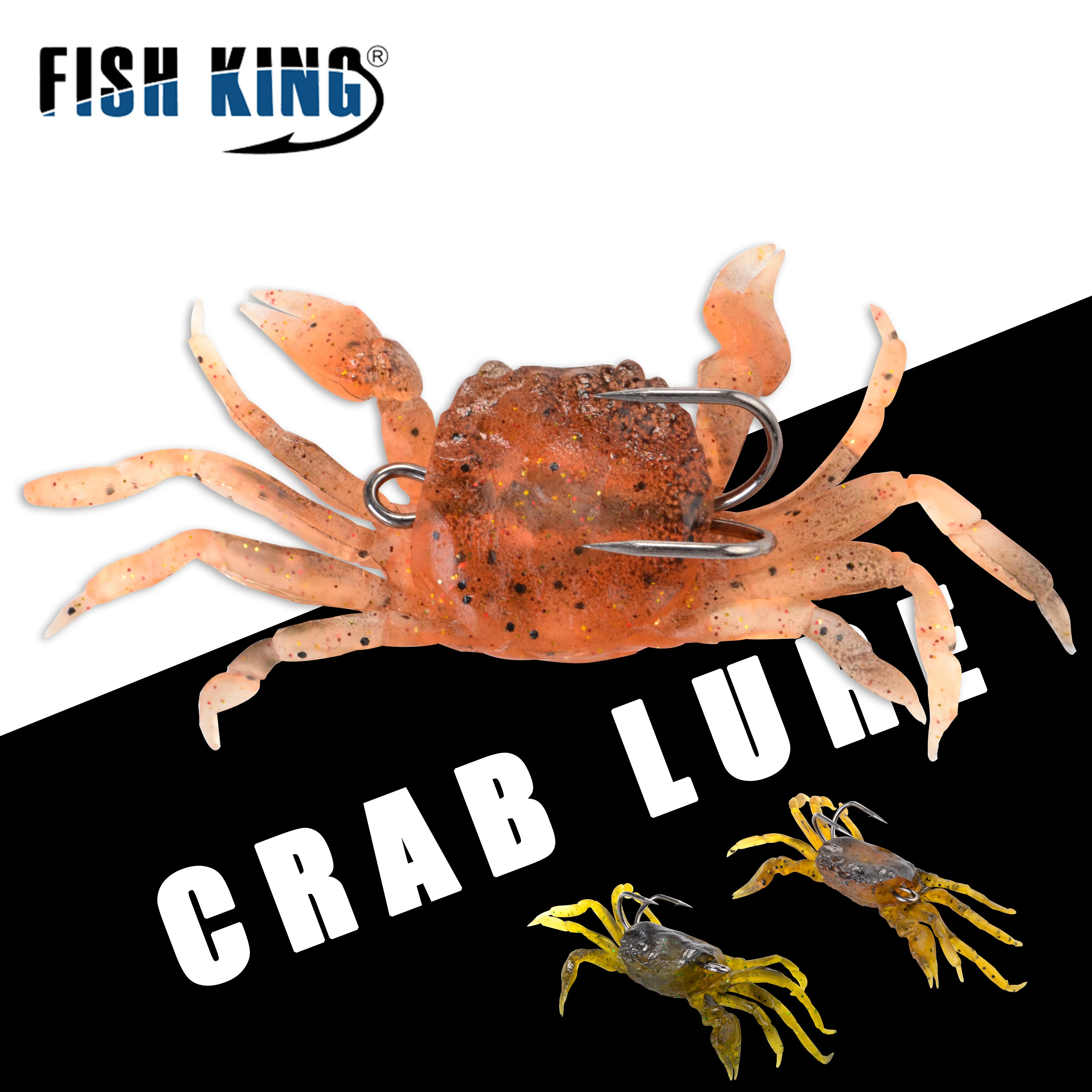 

FISH KING 1PCS 3Colors Crab Lure Bait 3D Simulation Multicolour Soft Fish Bait With Hook Fishing Lures For Winter Fishing