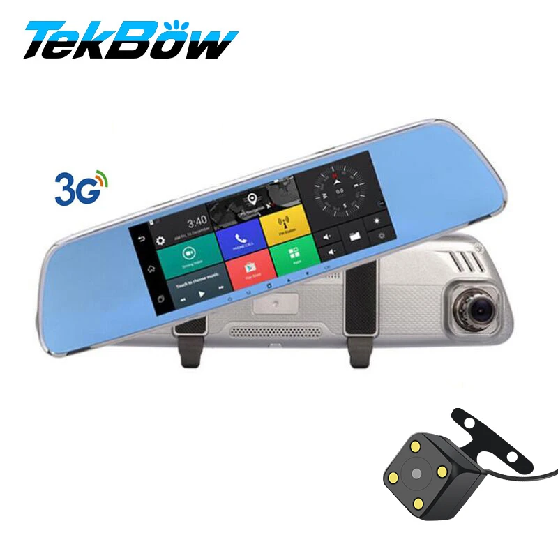 

Tekbow Car DVR 3G Dash Cam 7' Android 5.0 Dual Lens Rearview Mirror Car Camera DVR Registrator GPS Parking Monitor Night Vision
