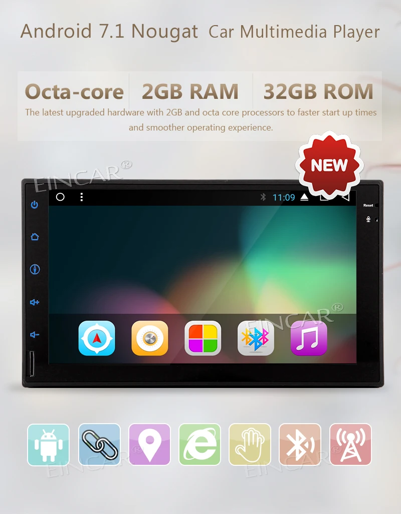 Cheap Developed Android 7.1 OS OCTA Core 7 inch in Dash 2Din Car Stereo Head Unit Deck GPS Navigation Car Stereo 1024*600 Touch Screen 0