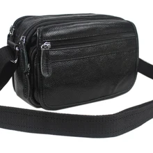 Модная коллекция года натуральная кожа Для мужчин сумка маленькая настоящая кожаная сумка на плечо для Для мужчин Повседневное сумка через плечо сумка черный M155