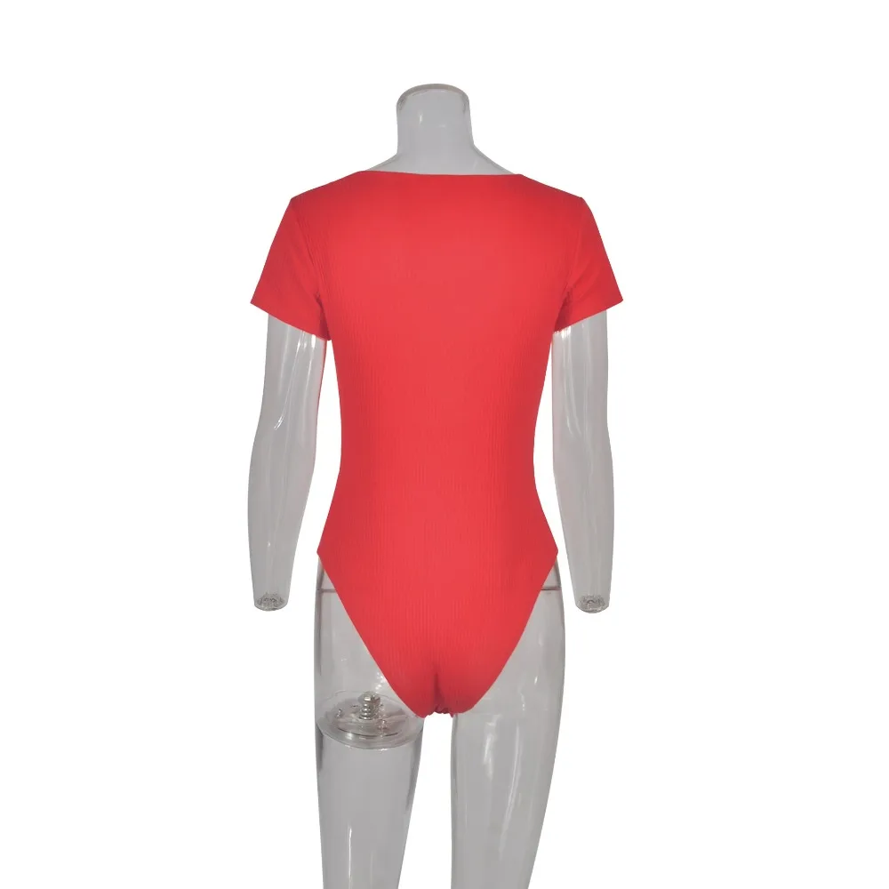 2019 Новое поступление короткий рукав одноцветное Цвет Playsuit Кнопка push up Тощий Повседневный обтягивающий костюм комбинезон для фитнеса