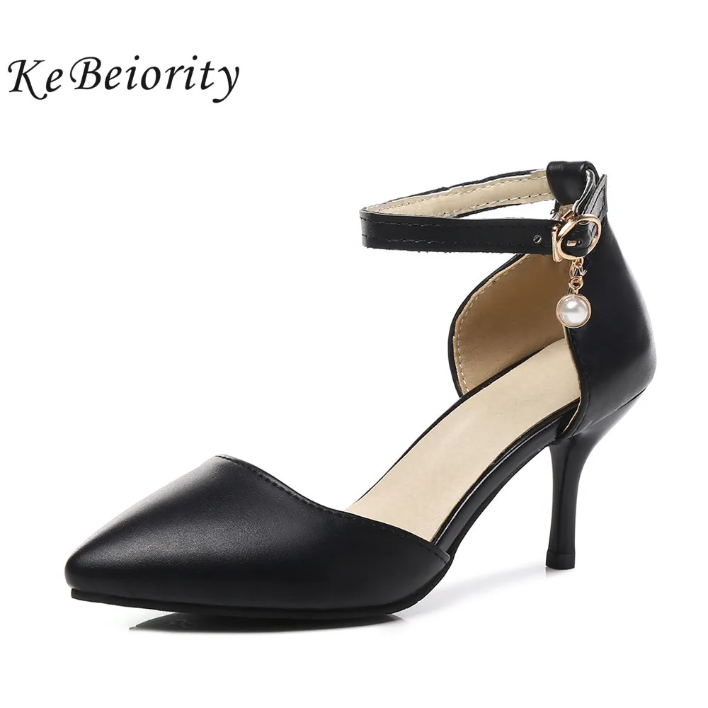 KEBEIORITY High Heels Women Pumps Summer Shoes Pointed Toe Beige Black Thin Heel Women Office Shoes Ladies Pumps Heels 2018