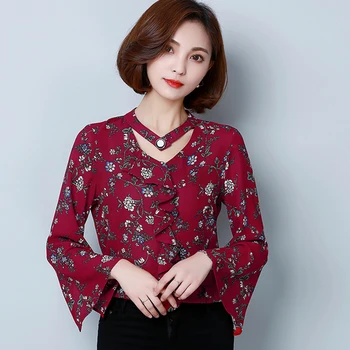 

I44823 Fashion 3 Summer V Neck OL Workwear Chiffon Shirt