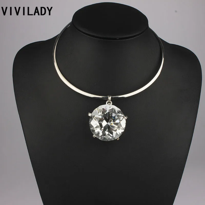 Goedkoop VIVILADY Sieraden Verklaring Big Crystal Hangers Draaimomenten Kettingen Vrouwen Kraag Verslikt Gratis verzending Bijoux Accessoire Party Geschenken