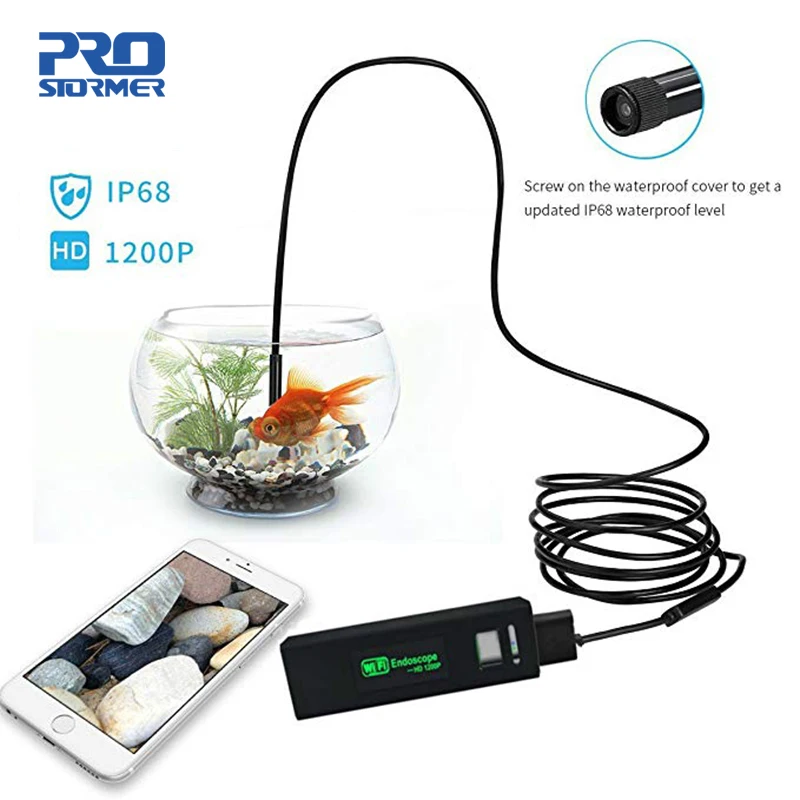 

PROSTORMER wifi Endoscope Snake Camera 1200P SoftWire Borescope for Android and IOS Inspection Camera Rigid IP68 2.0 Megapixel 6