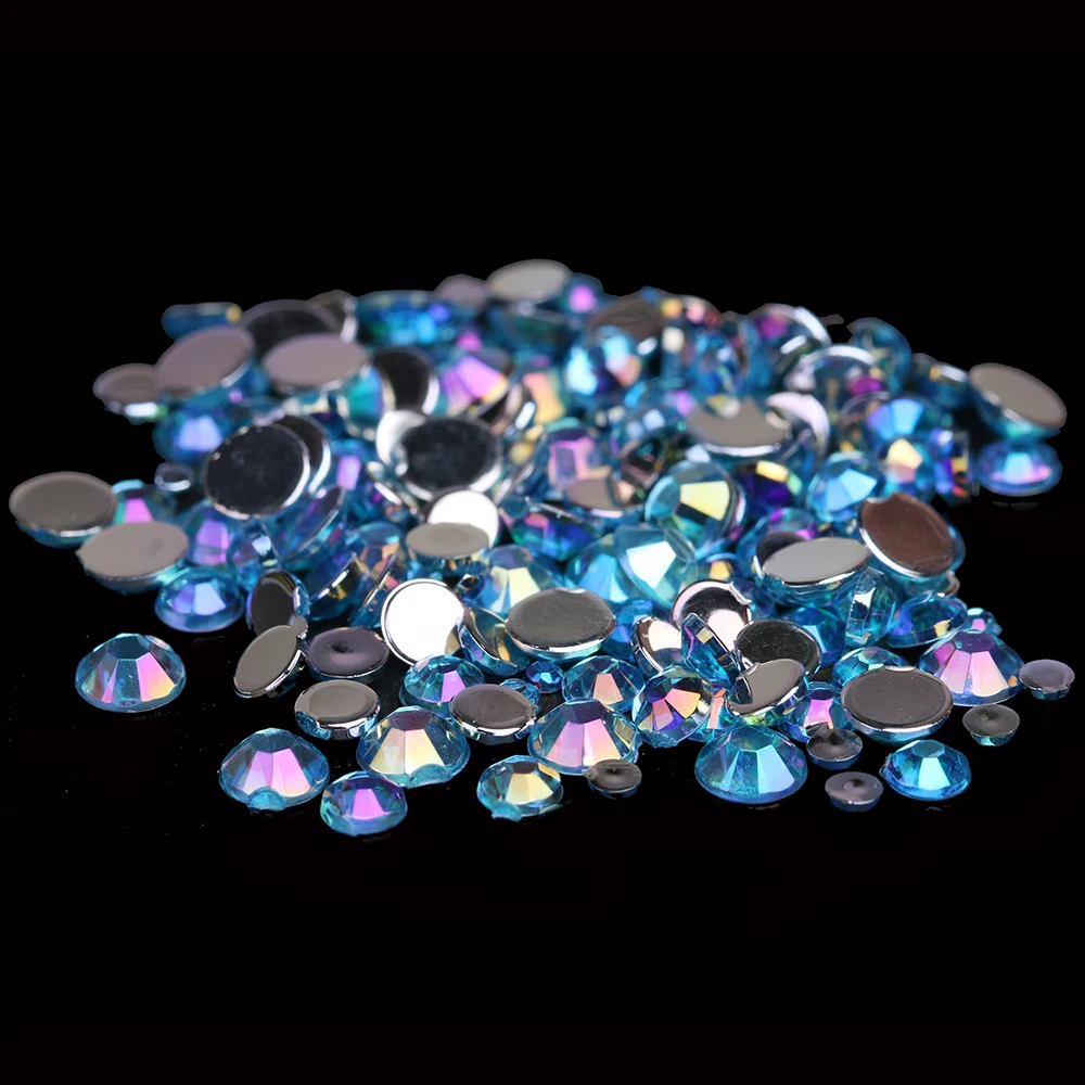 Aliexpress Buy Many Sizes AB Acrylic Rhinestones Aquamarine Color 