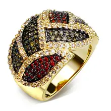 DC1989 Mujeres Colores Hojas Anillos De Cóctel Estilo Rojo Verde Cúbico Sintético Zirconia Rodio o Chapado En Oro Sin Plomo Tamaño 5 a 10