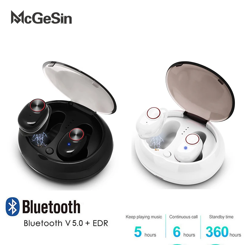 

McGeSin TWS V5.0 Bluetooth Earphones Wireless Mini In-Ear Headsets Handsfree Sport Earbuds With Charging BOX For phone