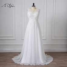 ADLN размера плюс свадебные платья v-образным вырезом аппликация бисером невесты платье Индивидуальные шифон пляж свадебное платье Vestidos de Novia