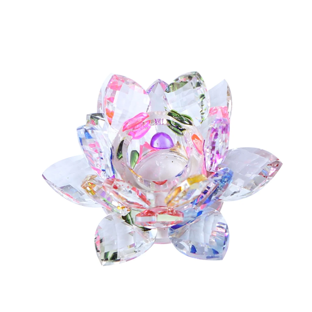 2 Pieces Buddhist Transparent Crystal Lotus Flower Votive Tealight Candle Holder Candlestick Home Kitchen Decor Ornaments