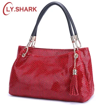 

LY.SHARK Women Handbag Genuine Leather Bag Female Famous Brand Women Shoulder Bag Serpentine Pattern Hand Bag Lady High Quality