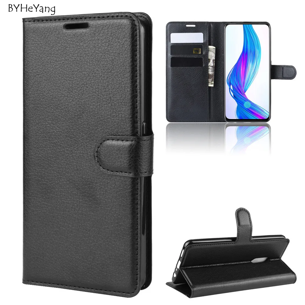 

Realme X Case OPPO Realme X Case Flip Leather Wallet Case Card Holder Coque Black Book Cover For Realme X Global version RMX1901